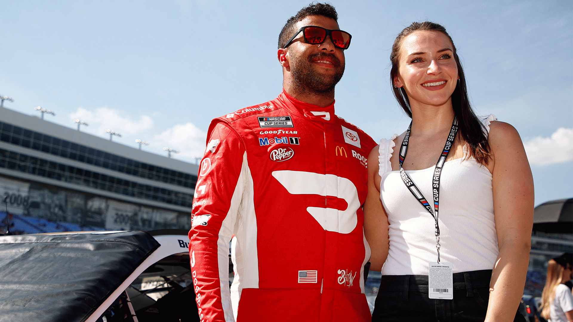 Bubba Wallace with wife Amanda Carter